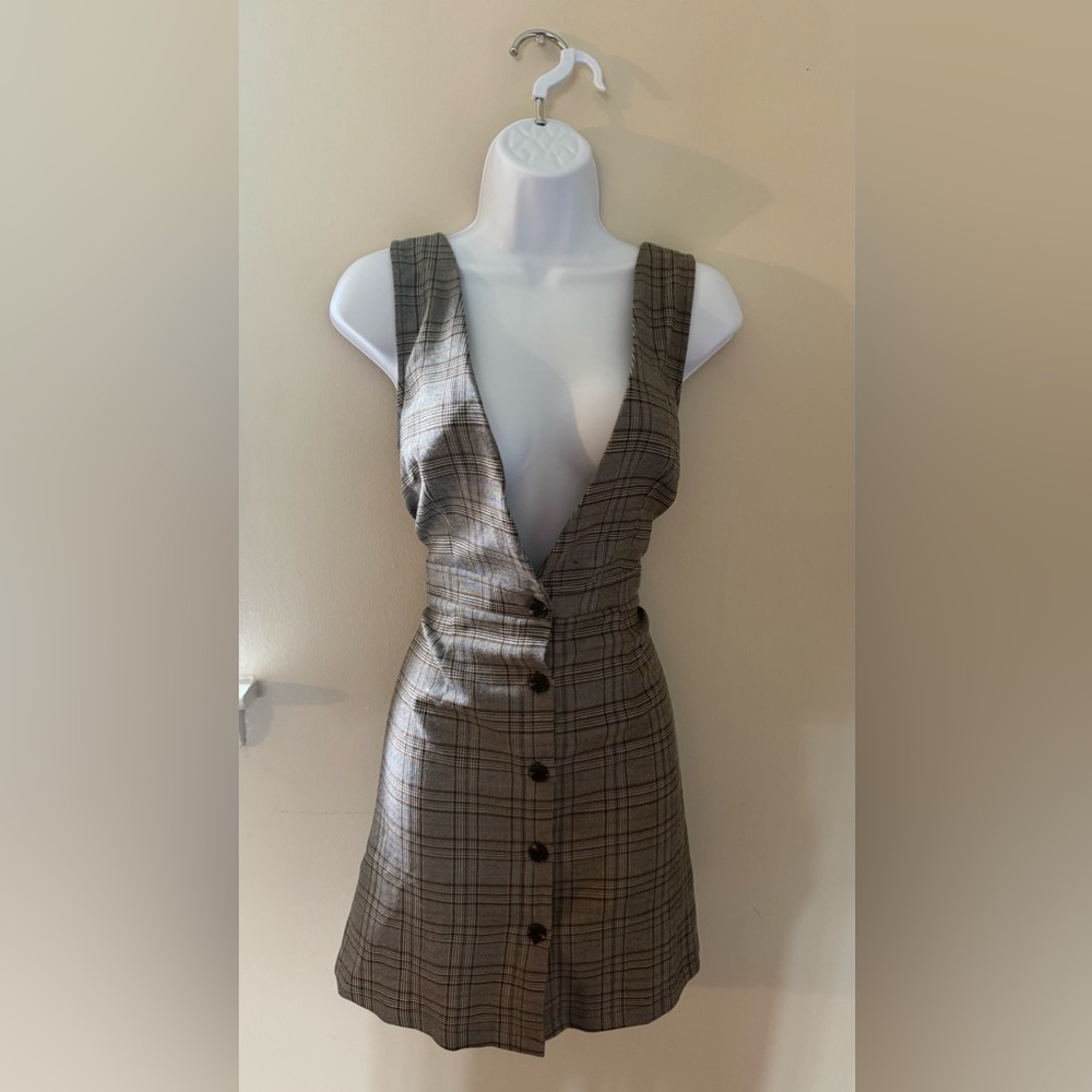 Allegra K Plaid Button Up Mini Dress